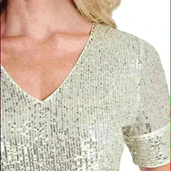 CeCe Sequin Dress Champagne Cocktail Bridal Bachelorette - Picture 6 of 7